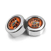 Dodge Super-Bee in Black Dome Logo on Chrome two ABS Plastic License Plate Frame Screw Cover Set