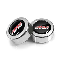 HEMI 392 in Black Dome Logo on Chrome two ABS Plastic License Plate Frame Screw Cover Set
