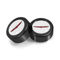 Jeep Trailhawk in White Dome Logo on Black two ABS Plastic License Plate Frame Screw Cover Set