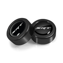 Dodge SRT Logo in Black Dome Logo on Black two ABS Plastic License Plate Frame Screw Cover Set