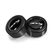 Chrysler 300S in Black Dome Logo on Black two ABS Plastic License Plate Frame Screw Cover Set