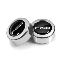 Ford F-150 in Black on Chrome two ABS Plastic License Plate Frame Screw Cover Set