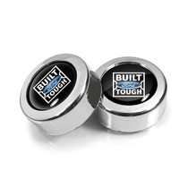 Ford Built-Ford-Tough in Black on Chrome two ABS Plastic License Plate Frame Screw Cover Set