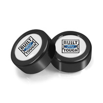 Ford Built-Ford-Tough in White on Black two ABS Plastic License Plate Frame Screw Cover Set