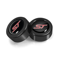 Ford ST in Black on Black two ABS Plastic License Plate Frame Screw Cover Set