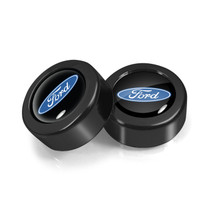 Ford Logo in Black on Black two ABS Plastic License Plate Frame Screw Cover Set