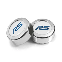 Ford Focus RS in White on Chrome two ABS Plastic License Plate Frame Screw Cover Set