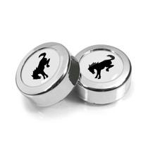 Ford Bronco in White on Chrome two ABS Plastic License Plate Frame Screw Cover Set