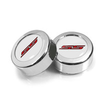 Chevrolet Camaro SS Logo in White on Chrome two ABS Plastic License Plate Frame Screw Cover Set