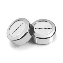 Chevrolet Camaro in White on Chrome two ABS Plastic License Plate Frame Screw Cover Set