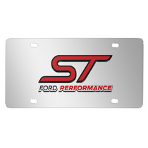Ford Performance ST 3D Logo on Mirror Chrome Stainless Steel License Plate