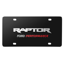 Ford Performance F-150 Raptor 3D Logo on Black Stainless Steel License Plate