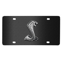 Ford Mustang GT350R 3D Logo Black Carbon Fiber Patten Steel License Plate