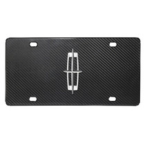 Lincoln 3D Chrome Logo on Real Black Carbon Fiber License Plate