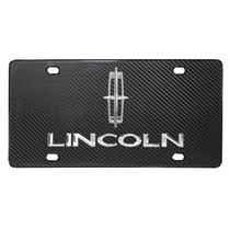 Lincoln Dual 3D Chrome Logo on Real Black Carbon Fiber License Plate