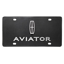 Lincoln Aviator Dual 3D Logo on Real Black Carbon Fiber License Plate