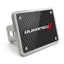 Dodge Durango 3D Logo on Carbon Fiber Look Rectangular Brushed Silver Billet Aluminum 2 inch Tow Hitch Cover