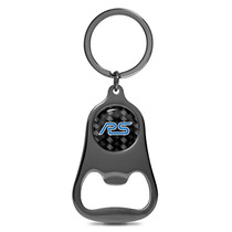 Ford RS Logo Carbon Fiber Flat Bottle Opener Black Metal Key Chain