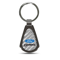 Ford F-150 2015 up Silver Genuine Carbon Fiber Black Metal Teardrop Key Chain