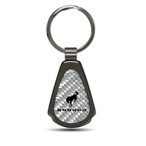 Ford Bronco Silver Genuine Carbon Fiber Black Metal Teardrop Key Chain