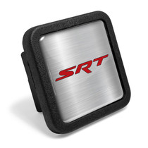 Jeep SRT Logo in Silver on Black Rubber Heavy-Duty 2" Trailer Tow Hitch Receiver Cover for Class 3 and Class 4