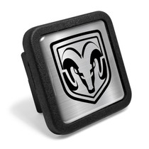 RAM Logo in Silver on Black Rubber Heavy-Duty 2" Trailer Tow Hitch Receiver Cover for Class 3 and Class 4