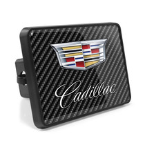 Cadillac UV Graphic Carbon Fiber Look Metal Plate on ABS Plastic 2 Hitch Cover