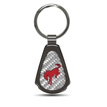 Ford Bronco in Red Silver Genuine Carbon Fiber Black Metal Teardrop Key Chain