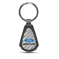 Ford F-150 Raptor Silver Genuine Carbon Fiber Black Metal Teardrop Key Chain