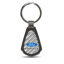 Ford Maverick Silver Genuine Carbon Fiber Black Metal Teardrop Key Chain