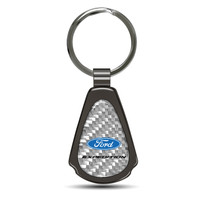 Ford Expedition Silver Genuine Carbon Fiber Black Metal Teardrop Key Chain