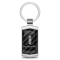 Lincoln Navigator Real 3K Carbon Fiber Chrome Metal Case Key Chain