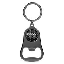 Ford Mustang Boss 302 Logo Carbon Fiber Flat Bottle Opener Black Metal Key Chain