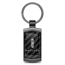 Lincoln Nautilus Real 3K Carbon Fiber Gunmetal Black Metal Case Key Chain