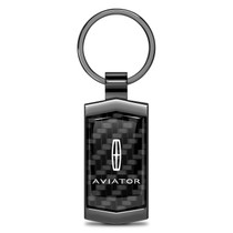Lincoln Aviator Real 3K Carbon Fiber Gunmetal Black Metal Case Key Chain