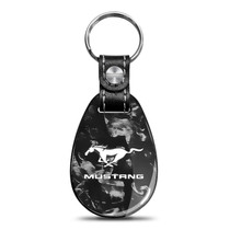 Ford Mustang LED Printed on Real Forged Carbon Fiber Tear-Drop Style Key Chain