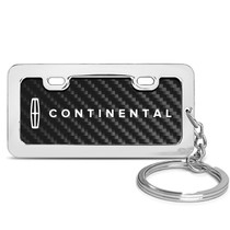 Lincoln Continental Black Real Carbon Fiber Mini Chrome Metal License Frame Style Key Chain