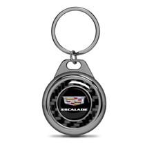 Cadillac Escalade Logo Real Black Carbon Fiber Gunmetal Roundel Metal Case Key Chain