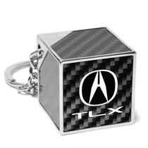 Acura TLX Black Real Carbon Fiber Custom Designed Cube Block Style Metal Key Chain