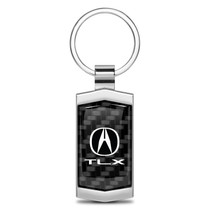 Acura TLX Real Black Carbon Fiber Chrome Metal Case Key Chain