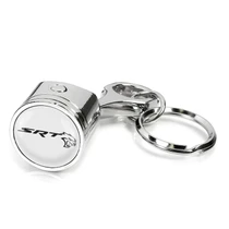 Dodge SRT Hellcat Logo in White Chrome Finish Engine Piston and Rod Metal Key Chain