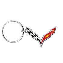 Chevrolet Corvette C7 Logo Shape 3D Die-Cut Metal Key Chain Key-Charm