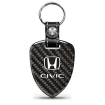 Honda Civic Real Black Carbon Fiber Large Shield-Style Key Chain