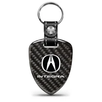 Acura Logo Integra Real Black Carbon Fiber Large Shield-Style Key Chain