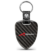 Acura A-Spec Logo Real Black Carbon Fiber Large Shield-Style Key Chain