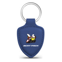 Dodge Scat-Pack Blue Shield-Shape Style Genuine Leather Key Chain