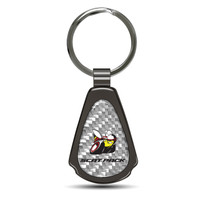 Dodge Scat-Pack Silver Genuine Carbon Fiber Black Metal Teardrop Key Chain