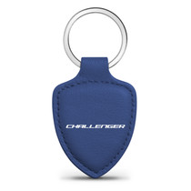 Dodge Challenger Blue Shield-Shape Style Genuine Leather Key Chain