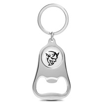 Dodge Demon White Logo Chrome Finish Flat Bottle Opener Metal Key Chain