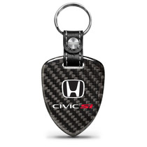 Honda Civic Si Real Black Carbon Fiber Large Shield-Style Key Chain